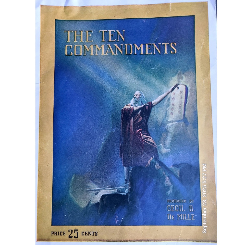 Vintage 1923 The Ten Commandments Cecil‎ B DeMille Silent Film Souvenir Program